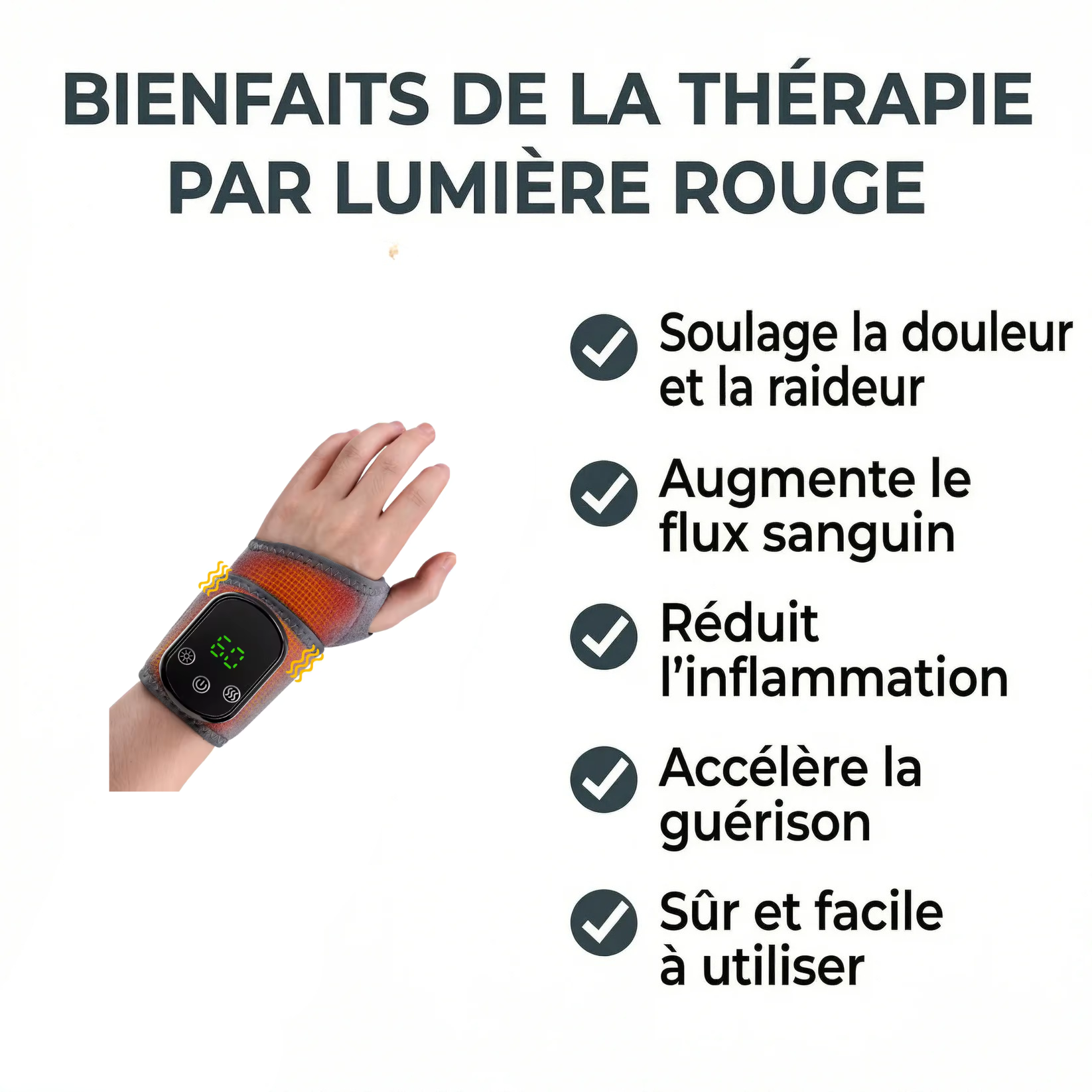 Attelle de Poignet Chauffante Infrarouge - Soulagement Instantané des Douleurs