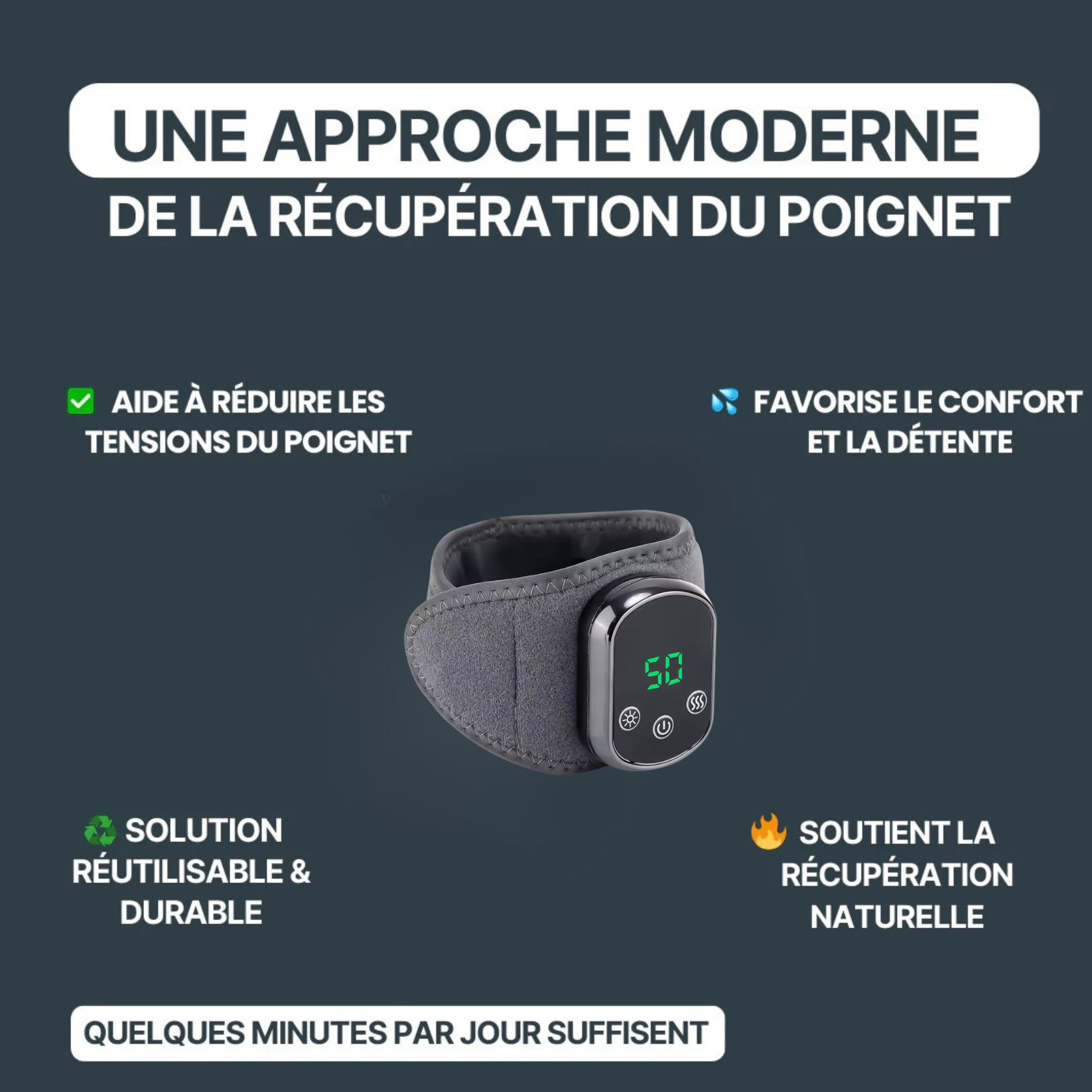 Attelle de Poignet Chauffante Infrarouge - Soulagement Instantané des Douleurs